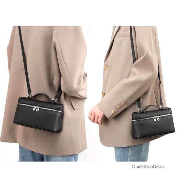 Small Leather Crossbody Bag Mini Top Handle Clutch Adjustable Strap - Picture 2 of 7